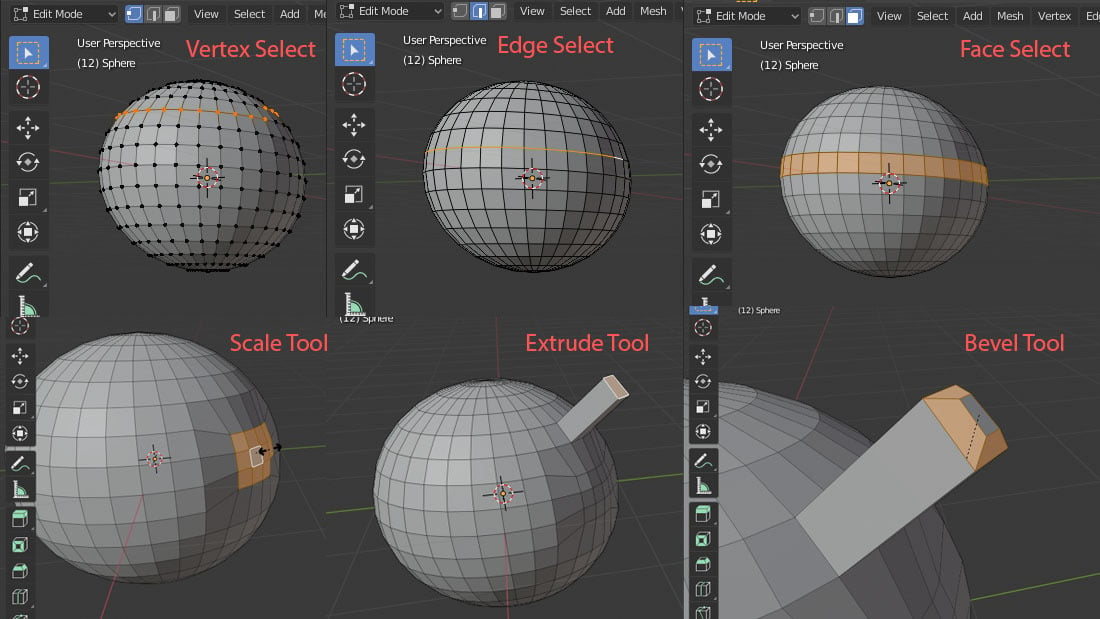 Tools allow you to directly move and modify the elements in your mesh