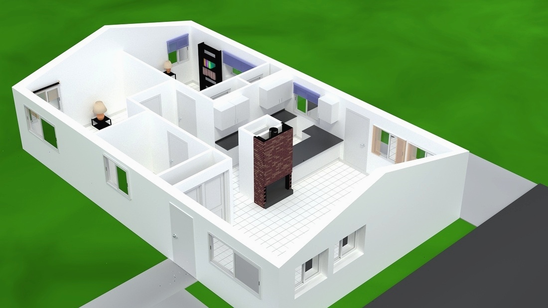 A cute house created using Archimesh