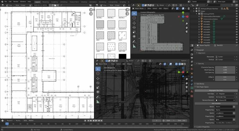 Construction drawings are possible with the BlenderBIM add-on