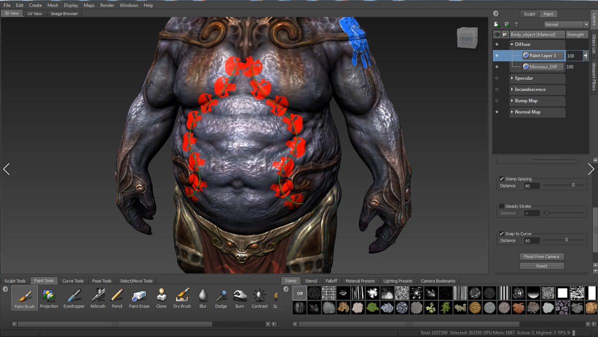 Texture painting with Mudbox