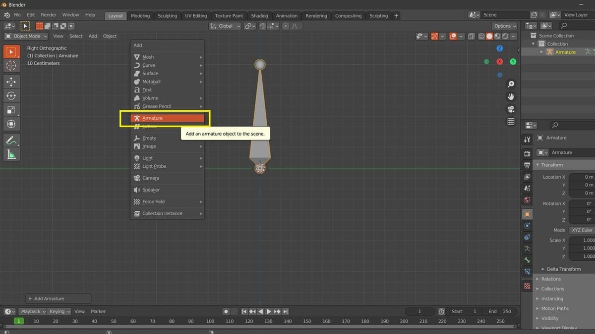 Adding a bone is adding armature in Blender