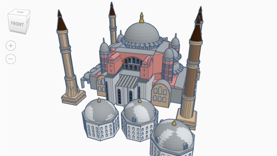 Located in Istanbul, the famous Hagia Sophia was modeled in its entirety in Tinkercad
