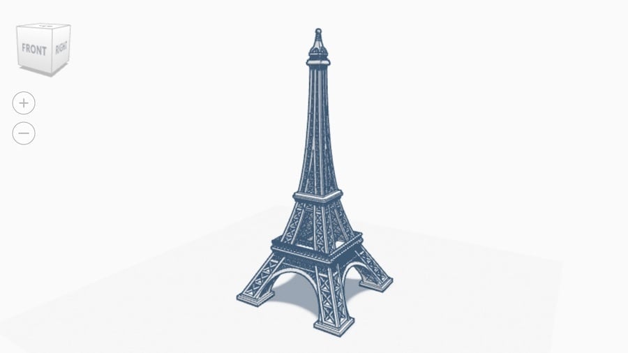 The Eiffel Tower and its lattice metal structure now in a 3D digital version in Tinkercad