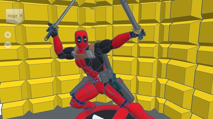 Deadpool and his katanas: an unconventional character 3D modeled entirely in Tinkercad