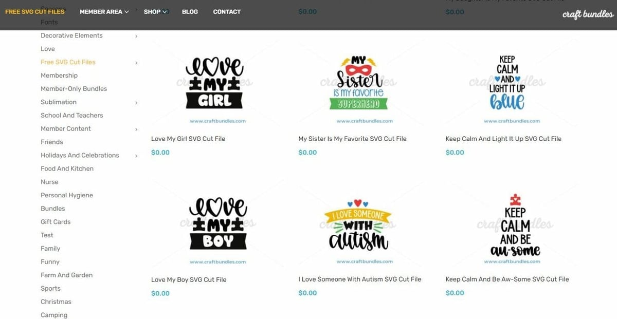 Craft Bundles has over 35 categories that you can use to narrow your search