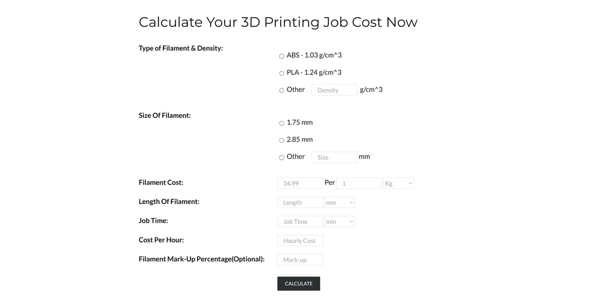 Online 3D Printing Service Includes Service Life Calculation