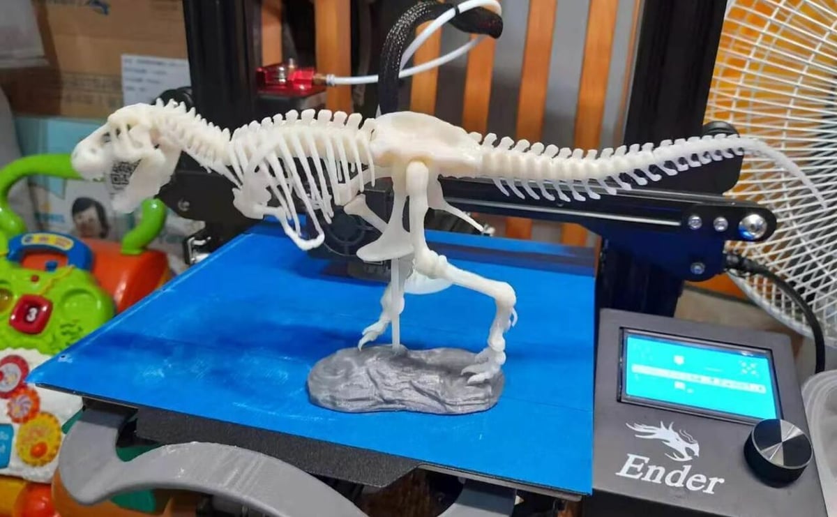 This T-Rex design is a scaled replica of a real T-Rex skeleton