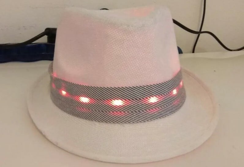 A Bluetooth-controllable sparkly hat made with an Arduino Pro Mini