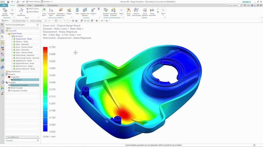NX offers more than basic simulation features built-in directly onto the CAD