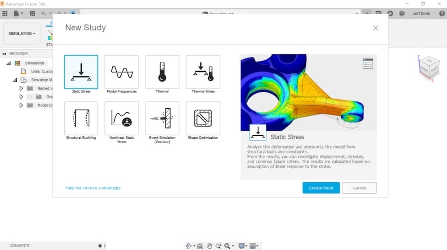 Fusion 360 handles various types of simulation, including thermal and vibration behavior