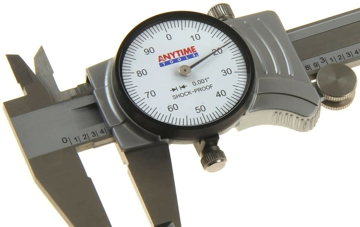 Measurements from this dial caliper have to be read manually