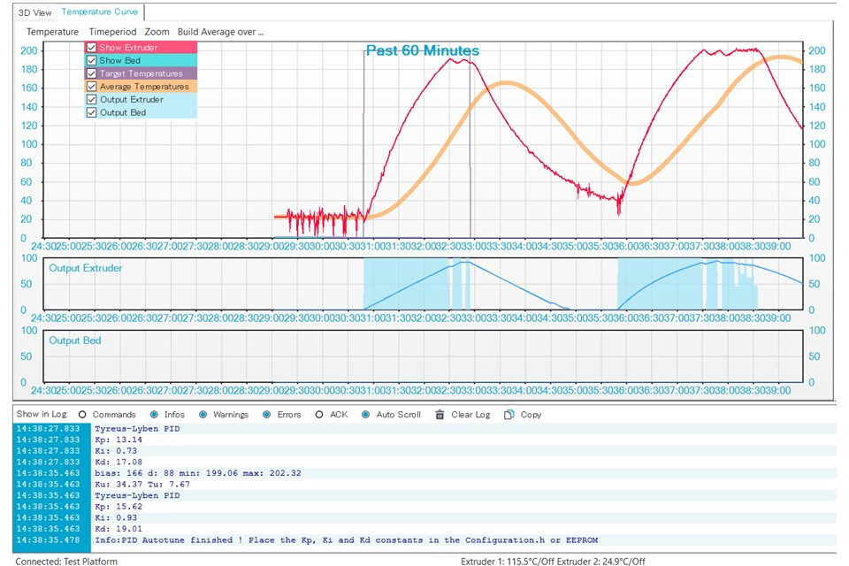 The temperature graph and logger enable you to pinpoint any discrepancies with the 3D printer