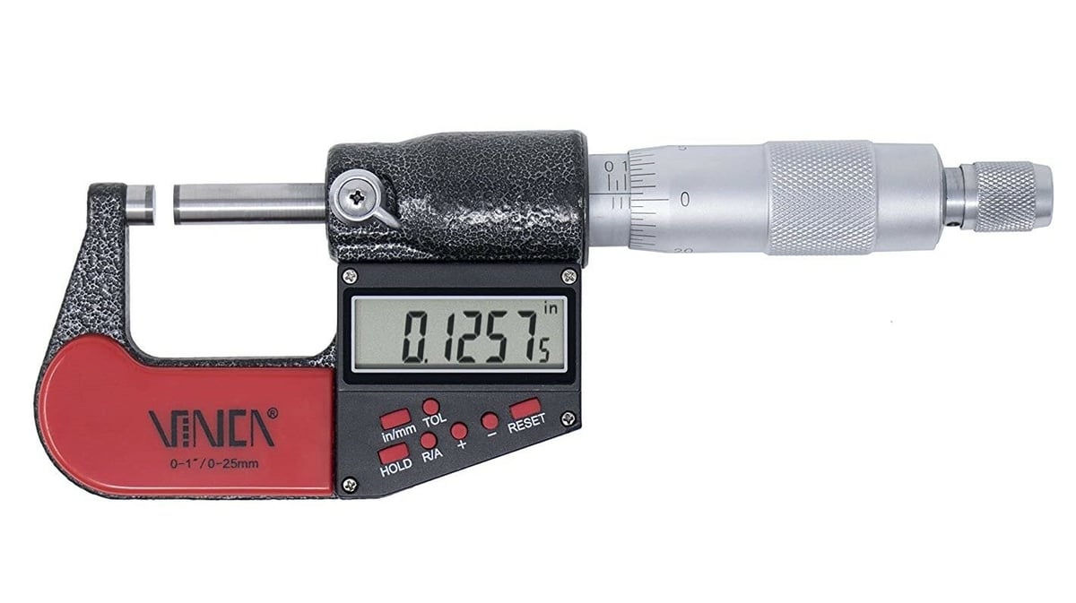 This micrometer has 7 different programmed buttons