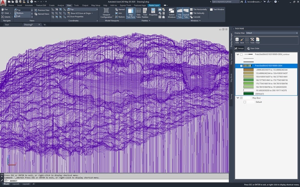 Translating elevation data into a contour 3D shape