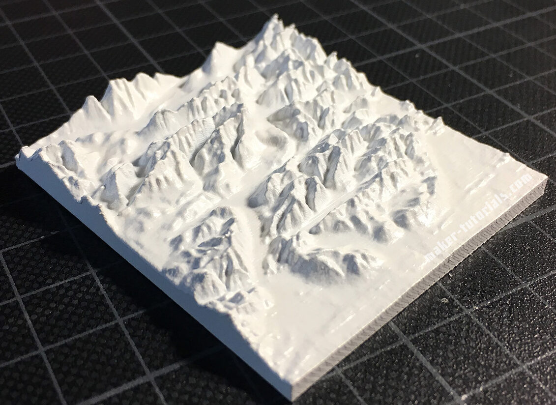 A 3D printed topographical map