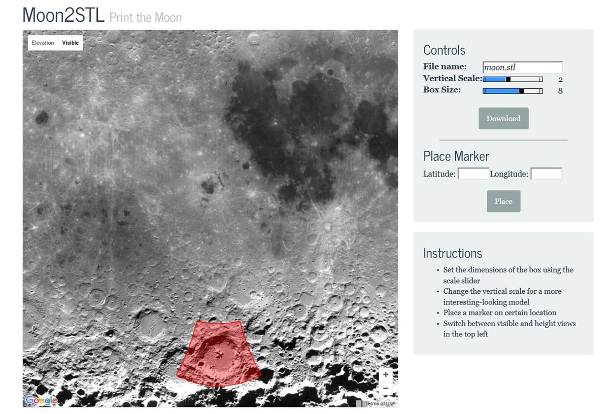 Data is available to make 3D maps of the Moon, Mars, other planets, and even their moons