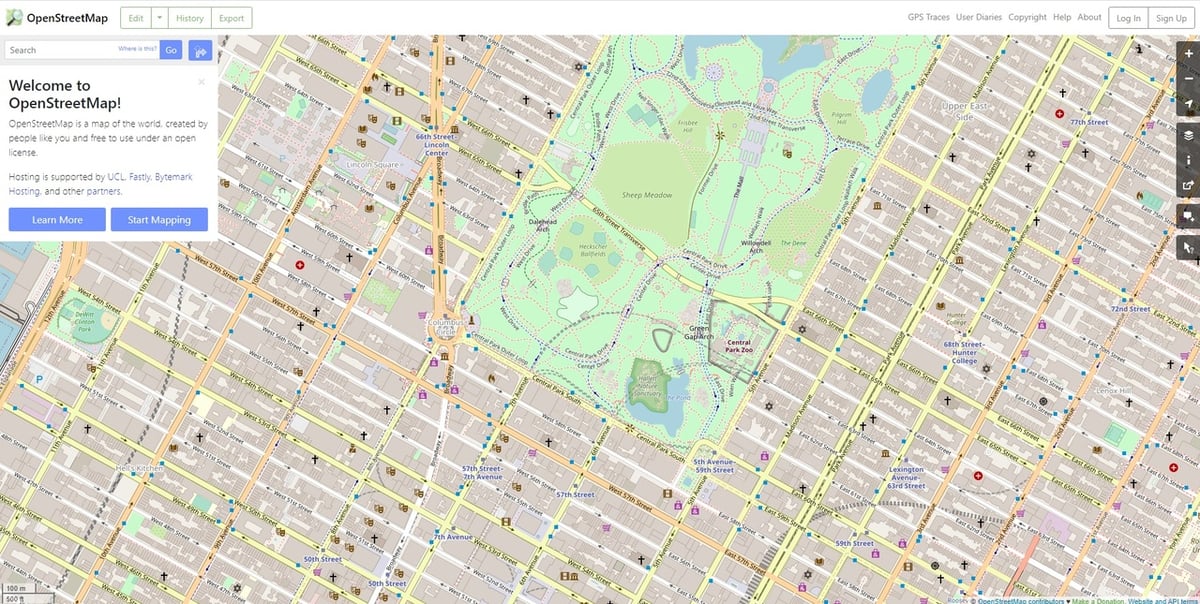 OpenStreetMap is an independent collaborative project that provides free geospatial data