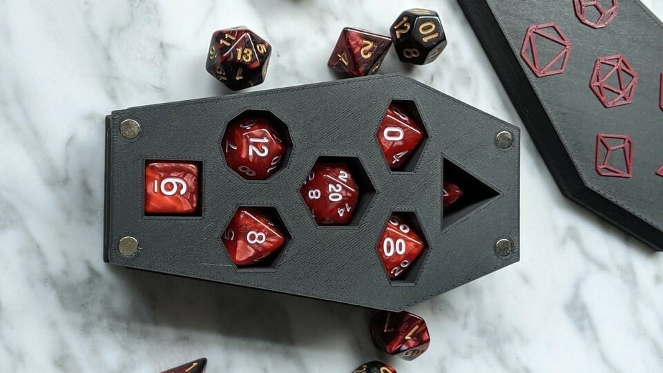A spookily cool dice storage case