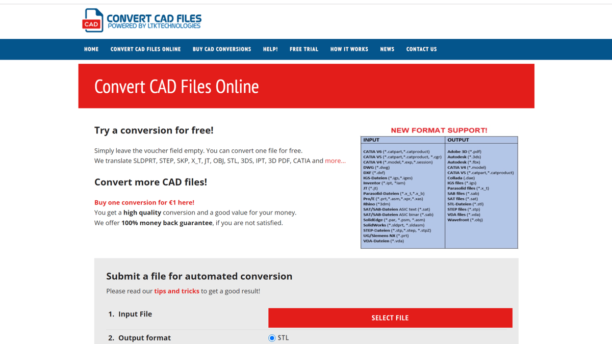 This online converter charges a small fee to convert your CAD files