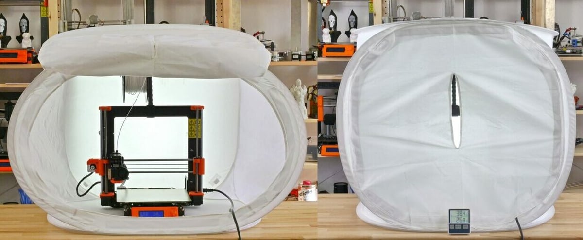 A photo studio tent makes a great 3D printer enclosure