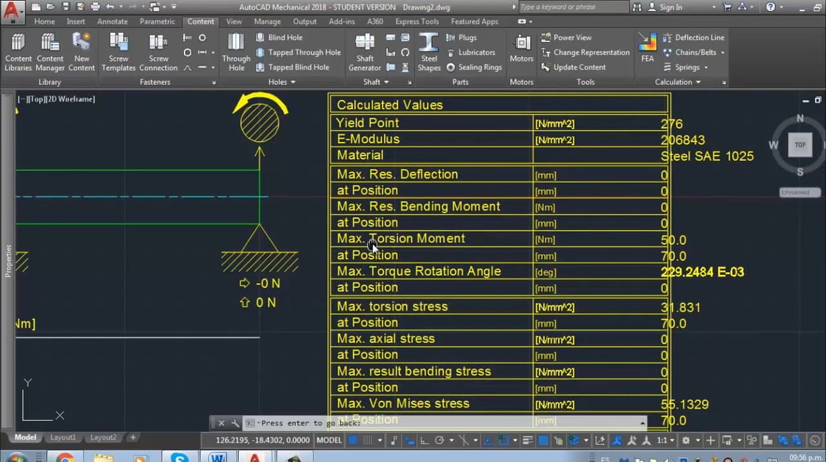 AutoCAD Mechanical also has simulation features to determine important factors like strain!