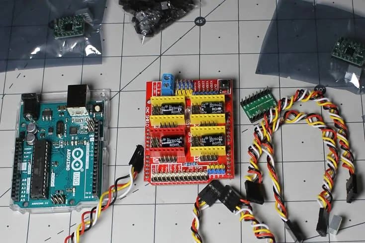 An Arduino paired with some stepper drivers