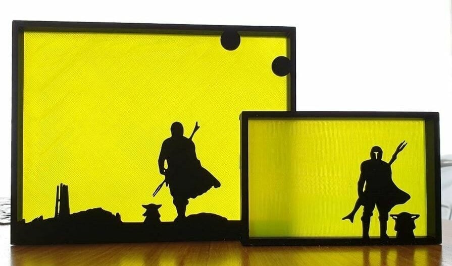 There are two size options for this set of Mandalorian-themed silhouette art