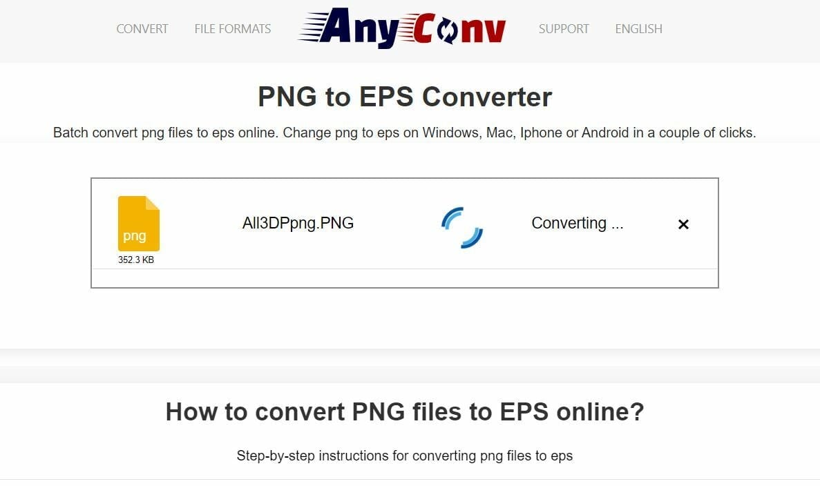 AnyConv is super easy to use to convert PNG files to the EPS format
