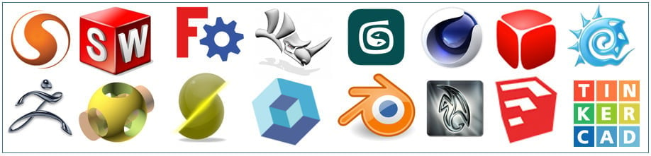 Logos for just some of the CAD software for 3D modelling!