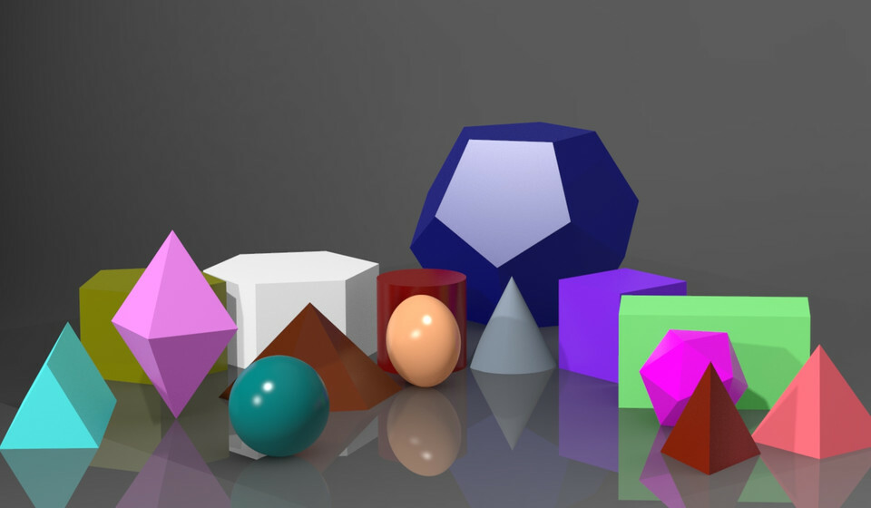 Various 3D shapes with different geometries