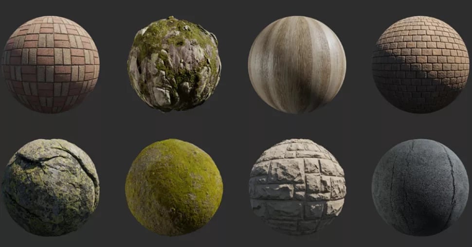 Identical spheres with different textures applied