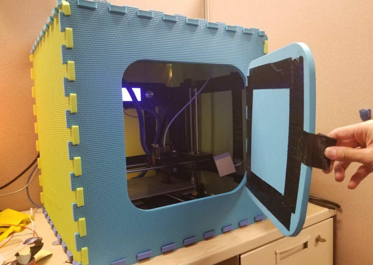 You can make an access hatch for your foam enclosure using some tape