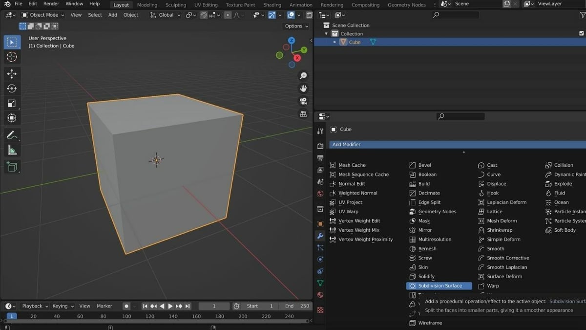 Adding Subdivision Surfaces gives the mesh a smoother appearance