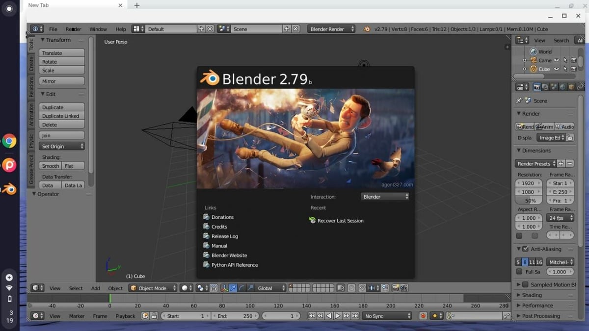 Some versions of Blender compatible with Chrome OS are based on older releases of the program