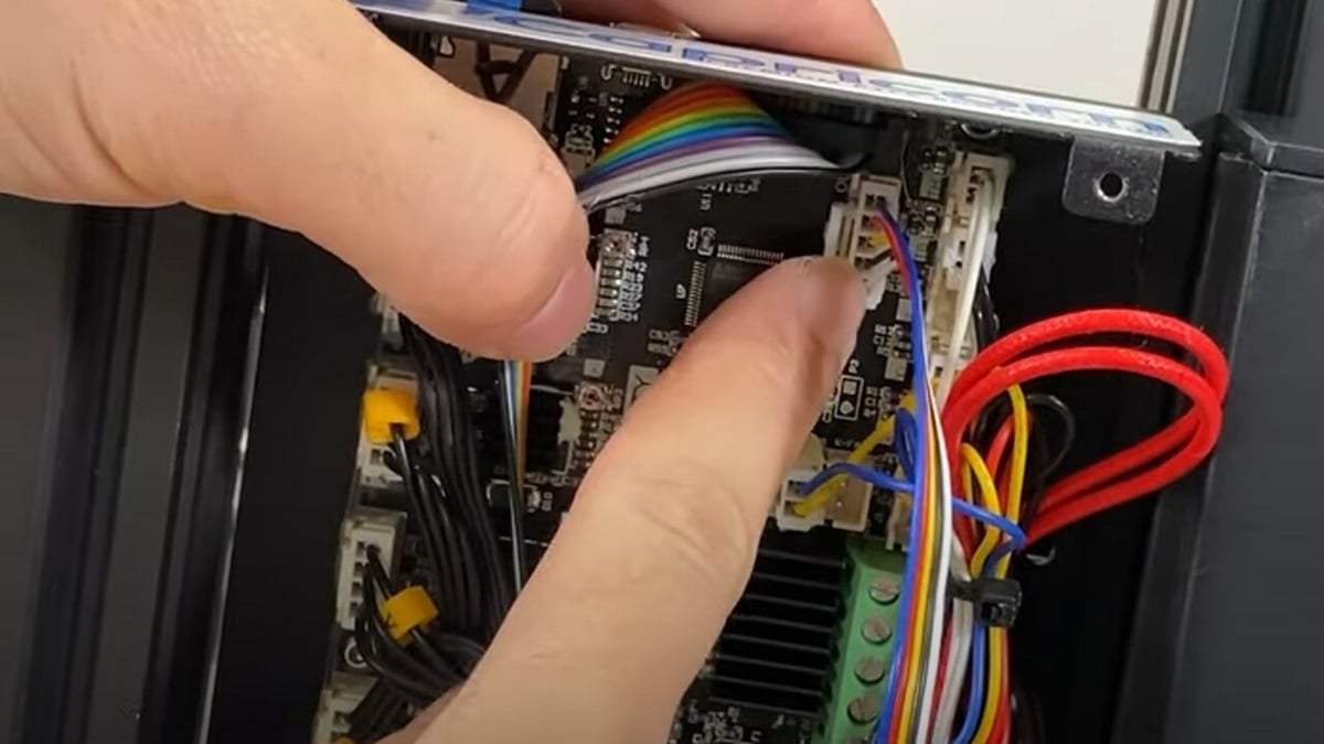 Plug the CR Touch's cable into the mainboard's five-pin port