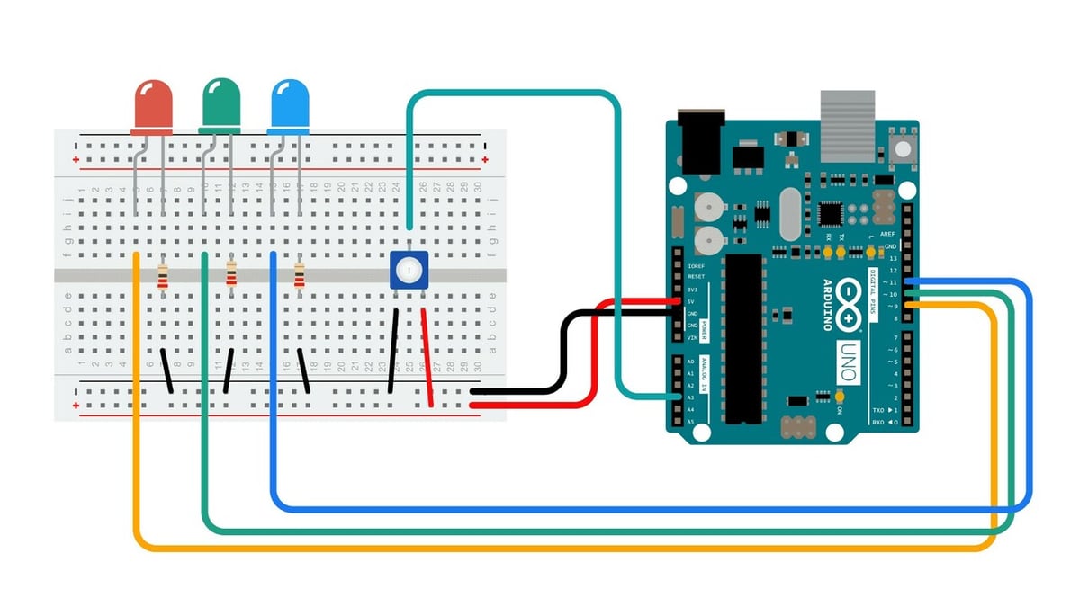 Arduino's tutorials include easy-to-follow circuit diagrams