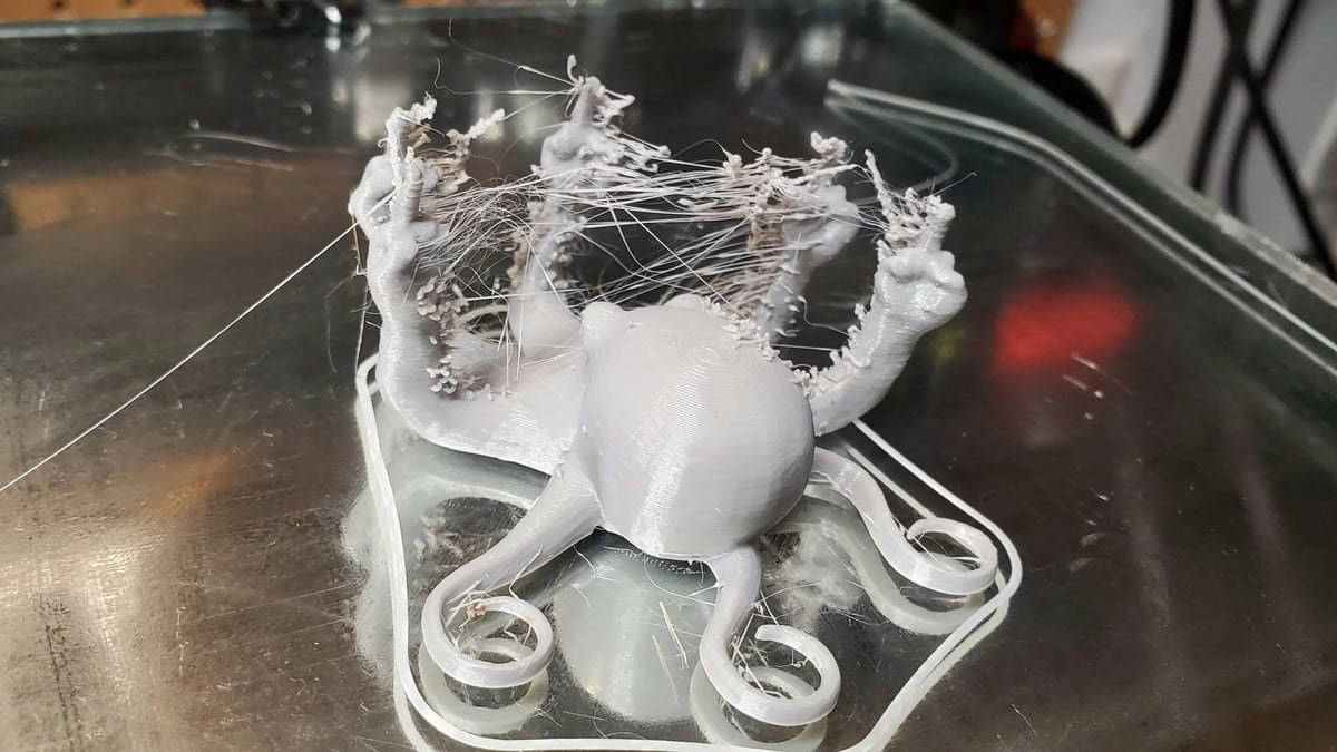 The right print speed can save this octopus from stringing