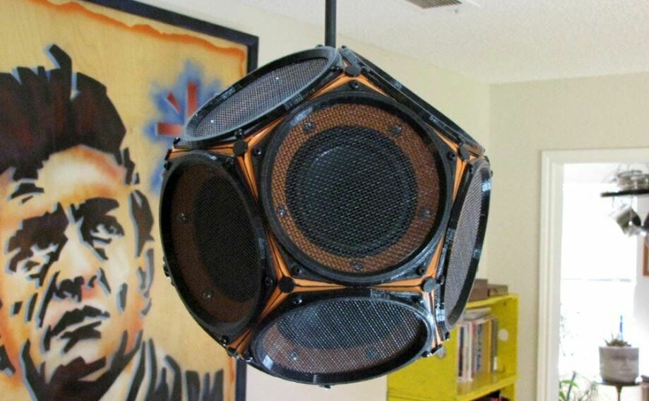 This speaker uses 12 drivers, with one on each side of the frame