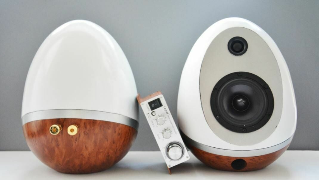 You can post-process the 3D printed frame pieces of these egg speakers to yield an impressive finish