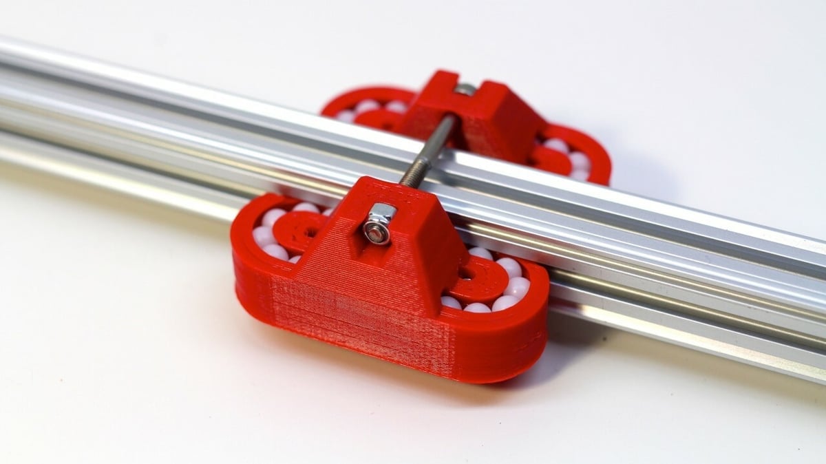 A 3D printed linear motion carriage with recirculating POM balls: durable and dimensionally stable