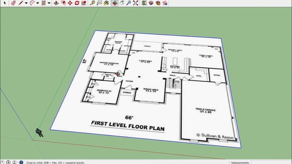 A floor plan in SketchUp Pro