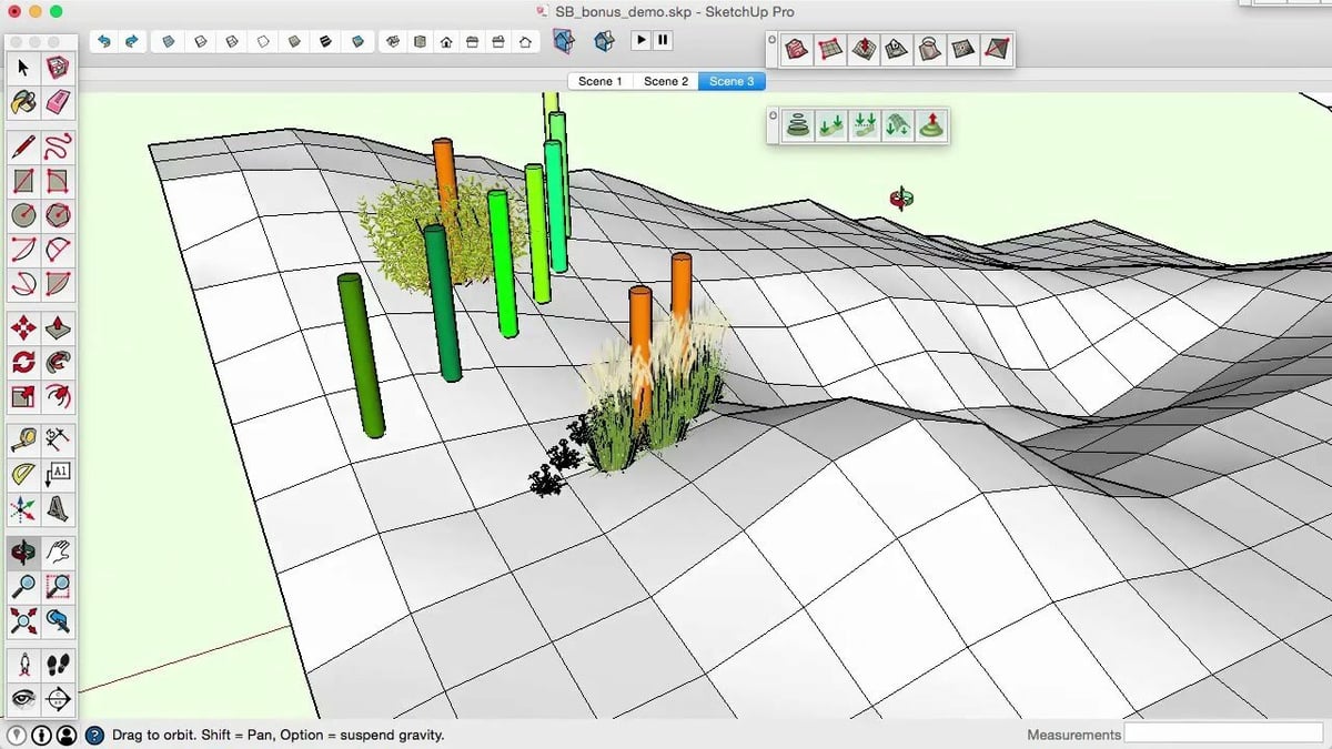 Sandbox tools inside SketchUp enables terrain modelling