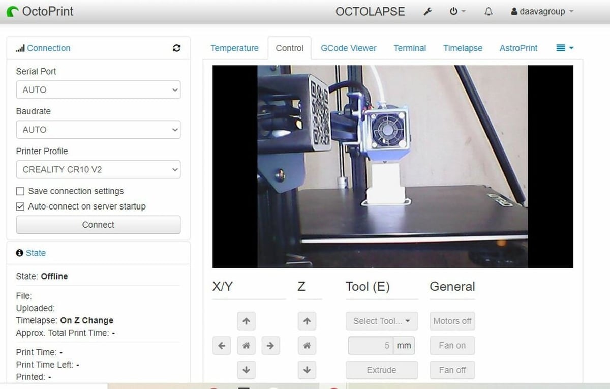 Watch your print from OctoPrint's online interface