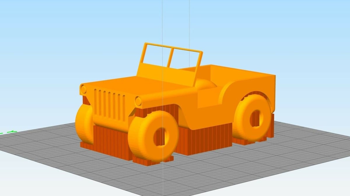 3D printing the vehicle in this orientation would require a whole lot of support structures