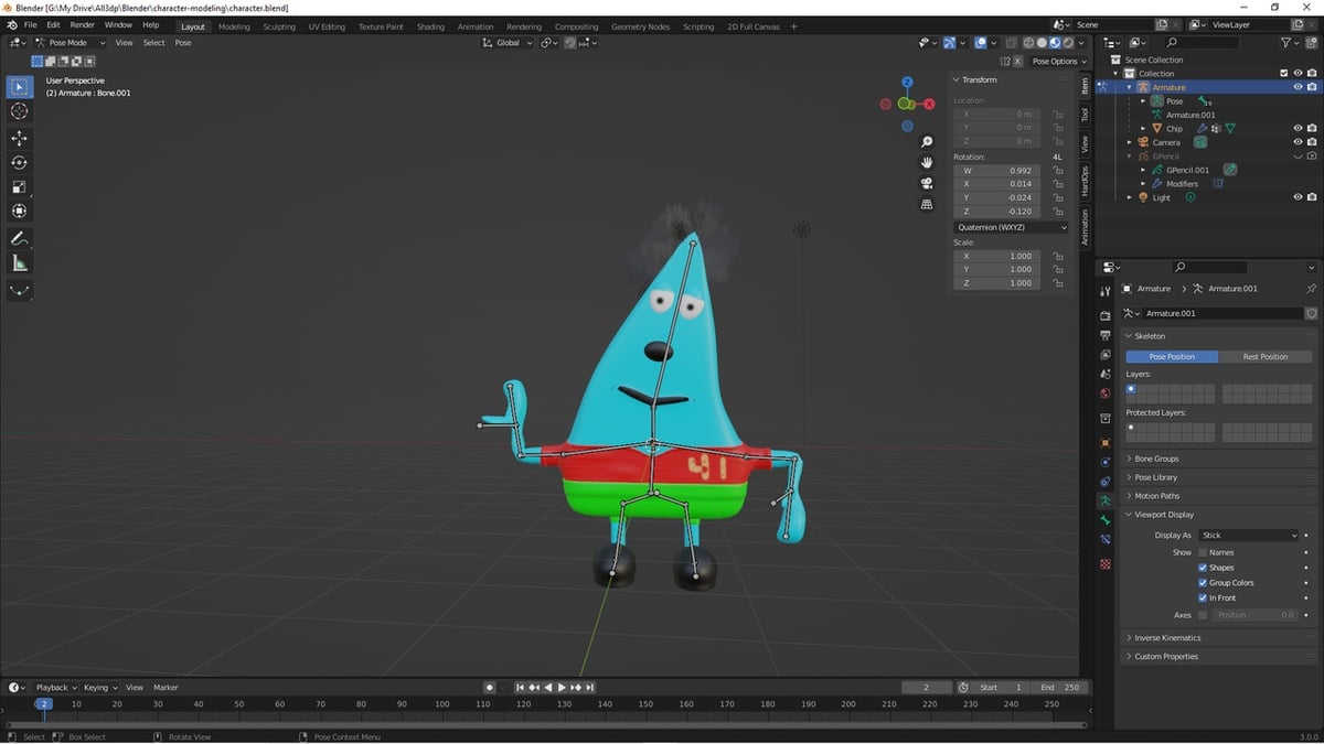 Rig your character to pose it for renders