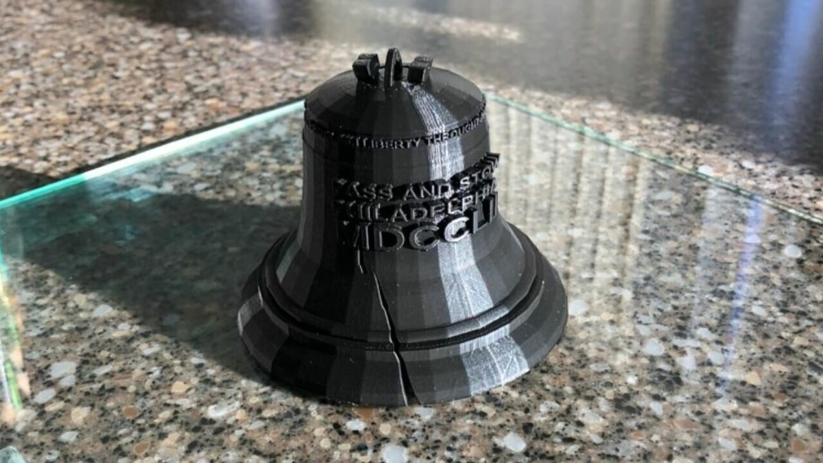 This 3D printable Liberty Bell has the same text and the famous crack as the real one