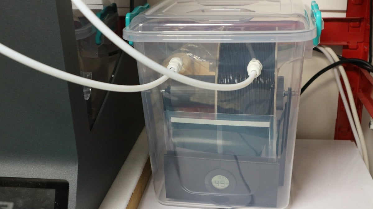 A filament dryer or dry box should be near your printer for easy access
