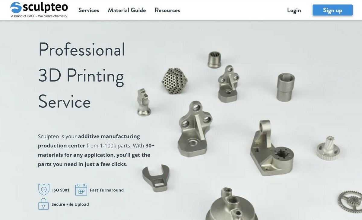 Sculpteo offers more than 75 materials and finishes for 3D printed parts