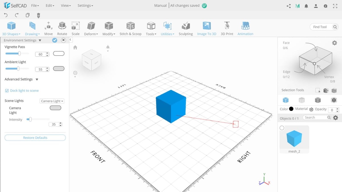 SelfCAD's UI is easy to navigate, and mimics Fusion 360's one.