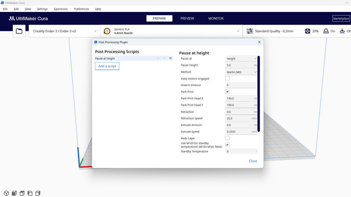 Help THE NOUN plug-in Pause at height - UltiMaker Cura - UltiMaker  Community of 3D Printing Experts